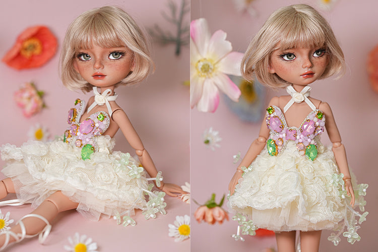 Tulip and Butterfly Dress- 1/6 BJD Doll Outfits for LULU Body Size