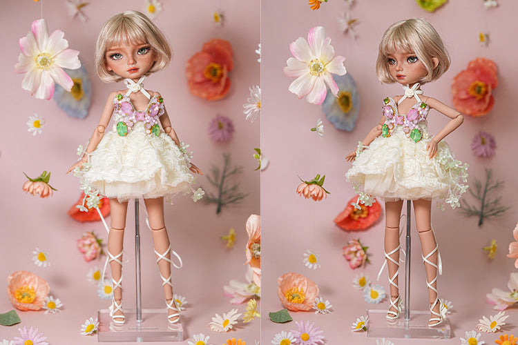 Tulip and Butterfly Dress- 1/6 BJD Doll Outfits for LULU Body Size