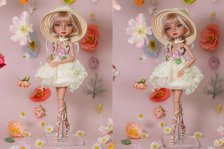 Tulip and Butterfly Dress- 1/6 BJD Doll Outfits for LULU Body Size