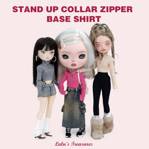 Stand-up collar zipper base shirt - 1/6 BJD Doll Outfits for LULU Body Size