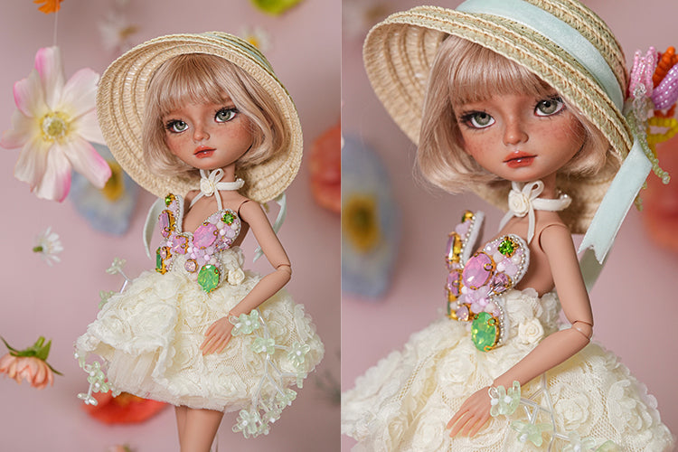 Tulip and Butterfly Dress- 1/6 BJD Doll Outfits for LULU Body Size