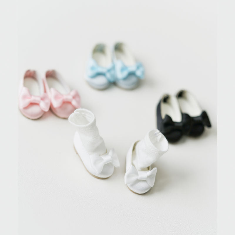 Bow-Tie Ballet Flats (Satin) - 1/6 BJD Doll Shoes for Baby YAYA Size