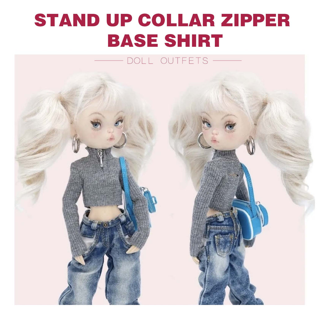 Stand-up collar zipper base shirt - 1/6 BJD Doll Outfits for LULU Body Size