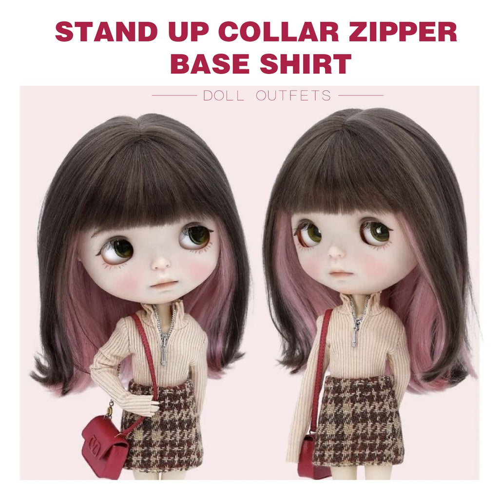 Stand-up collar zipper base shirt - 1/6 BJD Doll Outfits for LULU Body Size