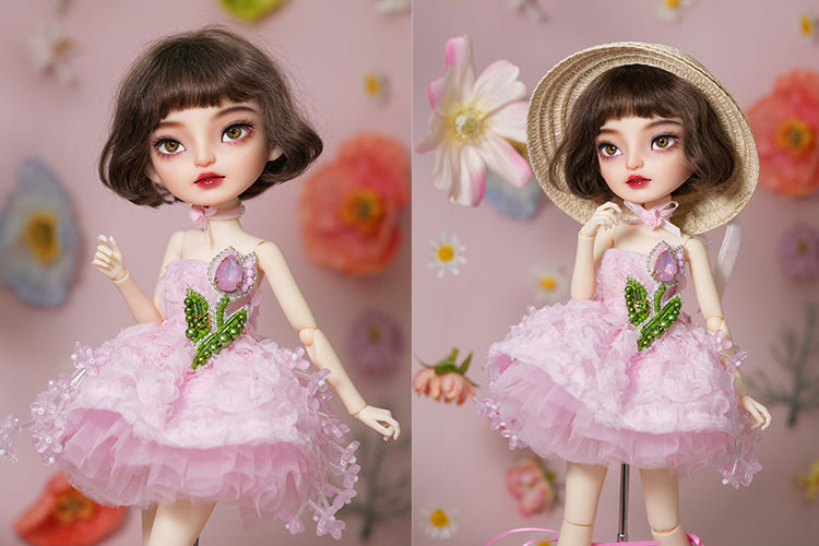 Tulip and Butterfly Dress- 1/6 BJD Doll Outfits for LULU Body Size