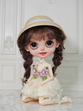 Load image into Gallery viewer, Velvet Ribbon Straw Hat-1/6 BJD Doll Size And Blythe Size Acessories By LULUDAO