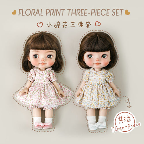 Floral Print Three-Piece Set - 1/6 BJD Doll Outfits for Baby YAYA Size