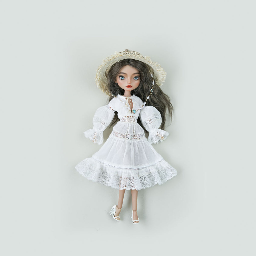 Vacation Style Straw Hat - 1/6 BJD Doll Size And Blythe Size Acessories By LULUDAO