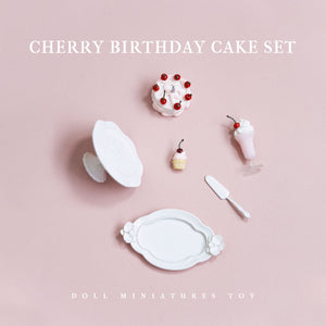 Cherry Birthday Cake Set - 1/6 BJD Doll Miniatures Toy