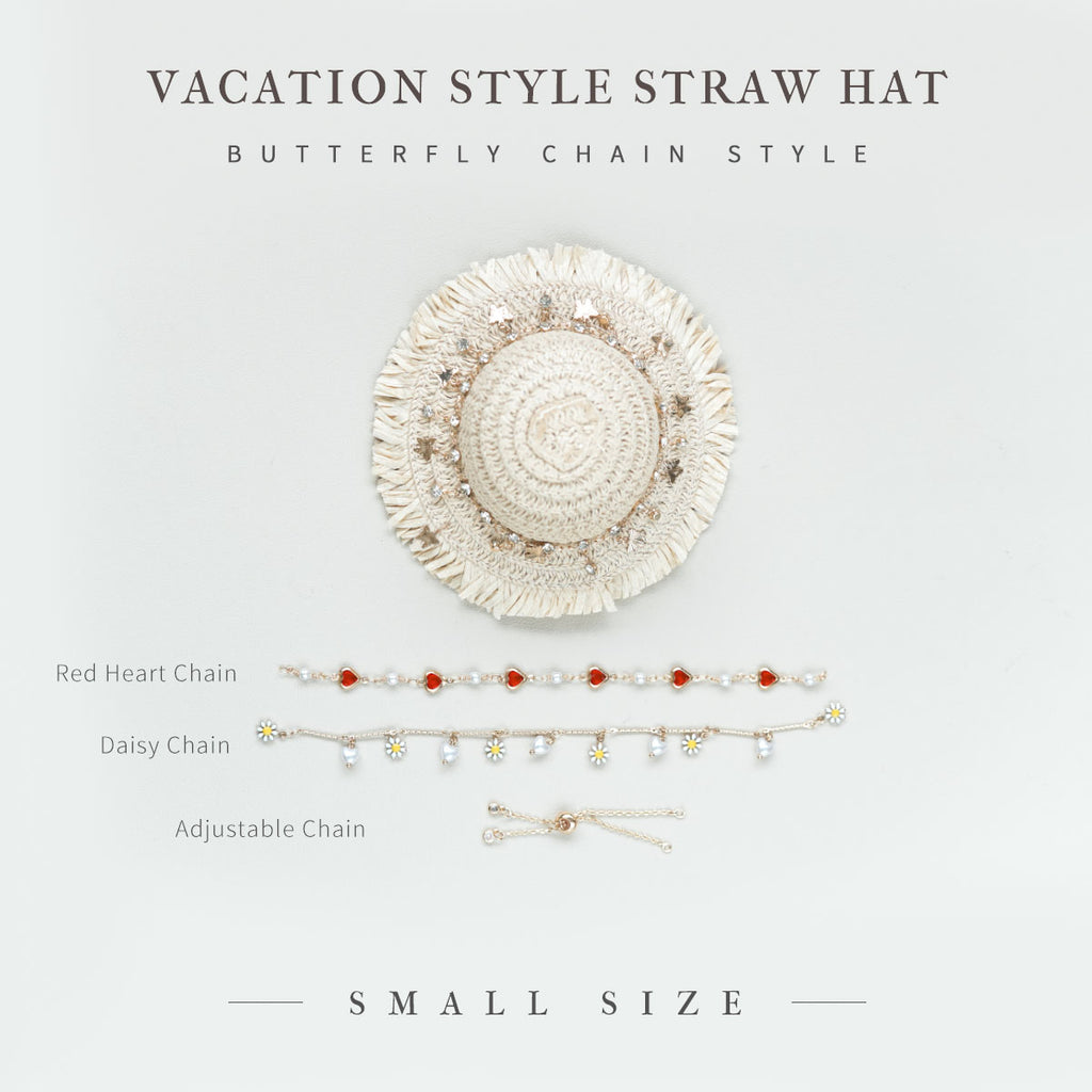 Vacation Style Straw Hat - 1/6 BJD Doll Size And Blythe Size Acessories By LULUDAO