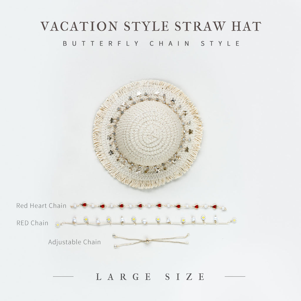 Vacation Style Straw Hat - 1/6 BJD Doll Size And Blythe Size Acessories By LULUDAO