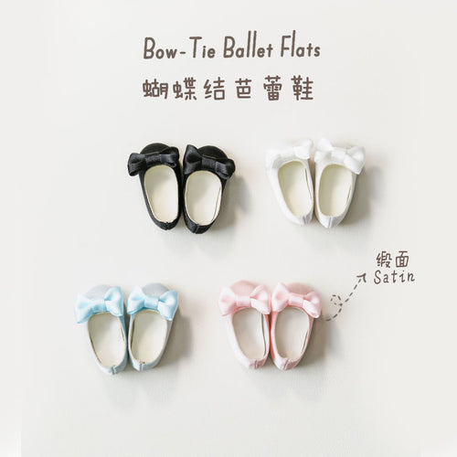 Bow-Tie Ballet Flats (Satin) - 1/6 BJD Doll Shoes for Baby YAYA Size