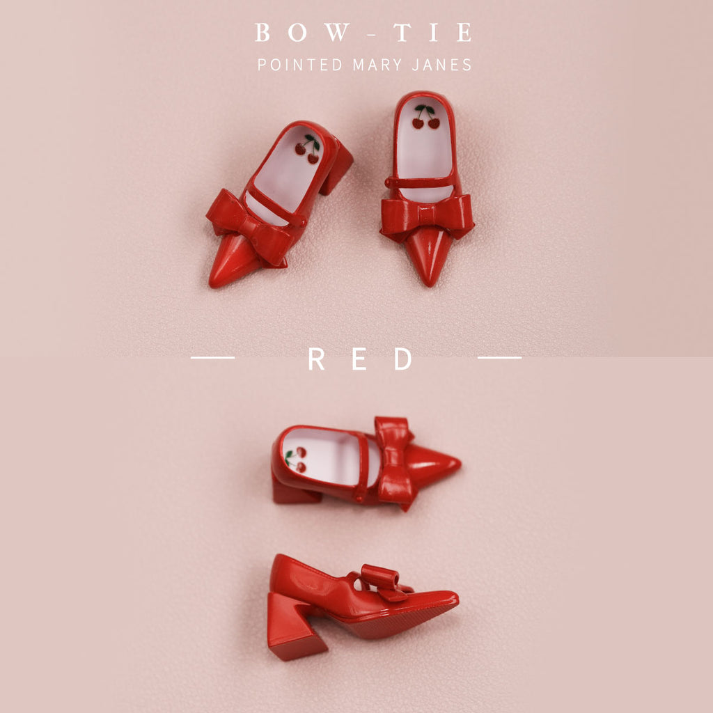 Bow-Tie Pointed Mary Janes - 1/6 BJD Doll Shoes for LULU Body Size