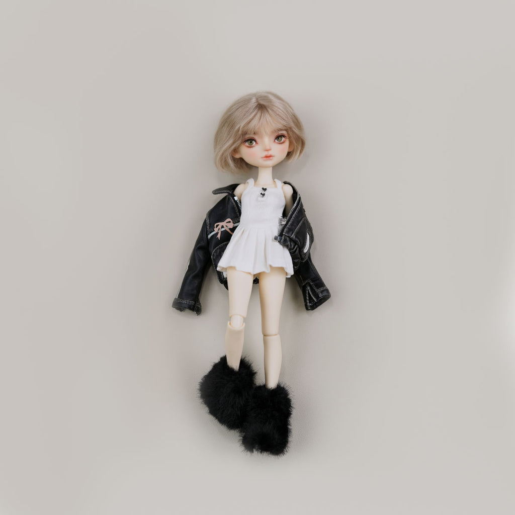 Bow-Knot Leather Jacket Set - 1/6 BJD Doll Outfits for LULU Body Size