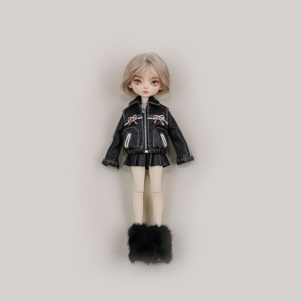 Bow-Knot Leather Jacket Set - 1/6 BJD Doll Outfits for LULU Body Size