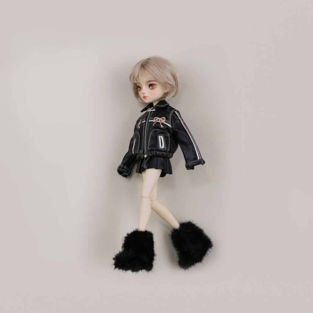Bow-Knot Leather Jacket Set - 1/6 BJD Doll Outfits for LULU Body Size