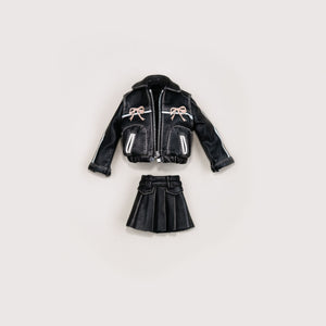 Bow-Knot Leather Jacket Set - 1/6 BJD Doll Outfits for LULU Body Size