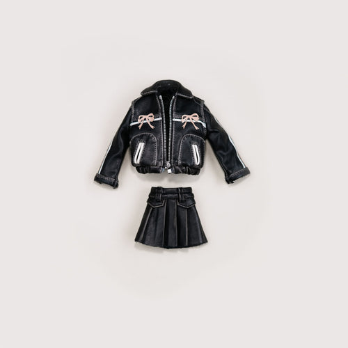 Bow-Knot Leather Jacket Set - 1/6 BJD Doll Outfits for LULU Body Size