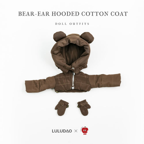 Bear-Ear Hooded Cotton Coat (with Gloves)- 1/6 BJD Doll Outfits for LULU Body Size