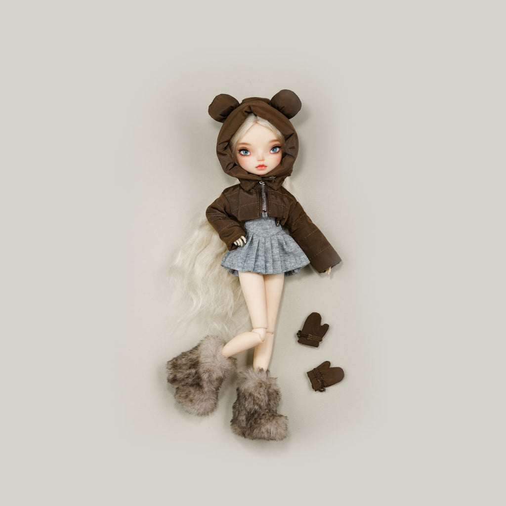 Bear-Ear Hooded Cotton Coat (with Gloves)- 1/6 BJD Doll Outfits for LULU Body Size