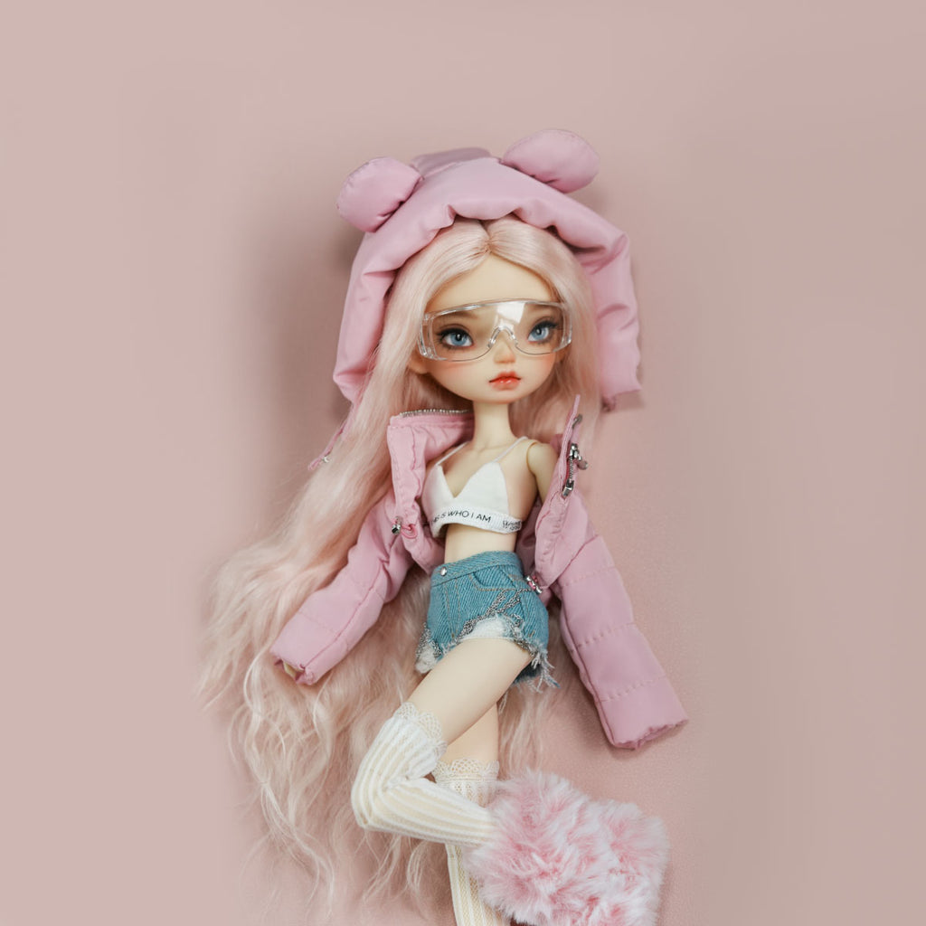 Bear-Ear Hooded Cotton Coat (with Gloves)- 1/6 BJD Doll Outfits for LULU Body Size