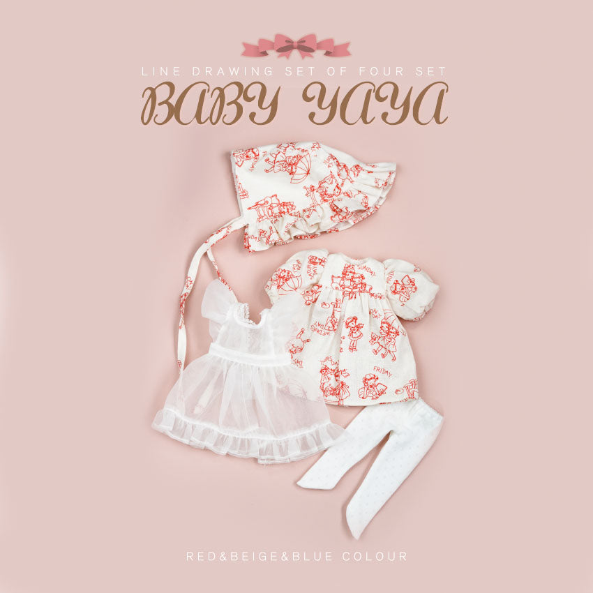 Line Drawing Set of Four Set - 1/6 BJD Doll Outfits for Baby YAYA Size