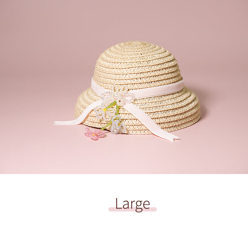 Velvet Ribbon Straw Hat-1/6 BJD Doll Size And Blythe Size Acessories By LULUDAO