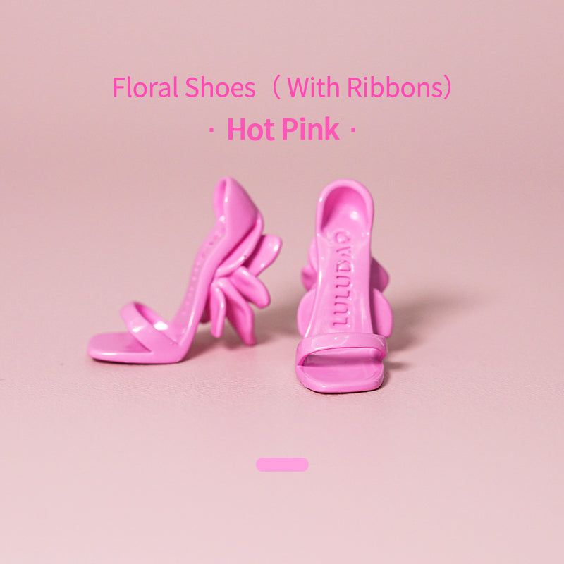 Floral Shoes（ With Ribbons）- 1/6 BJD Doll Shoes