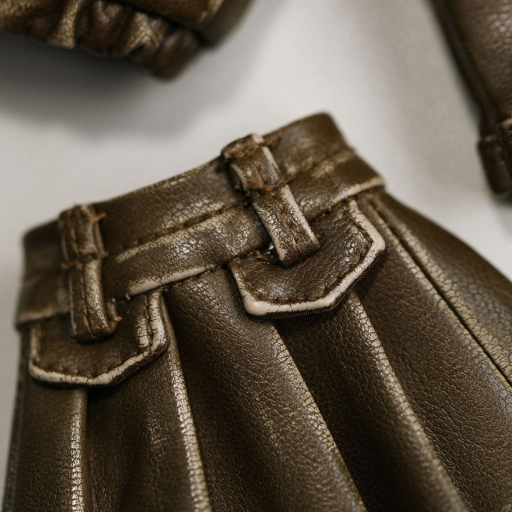 Bow-Knot Leather Jacket Set - 1/6 BJD Doll Outfits for LULU Body Size