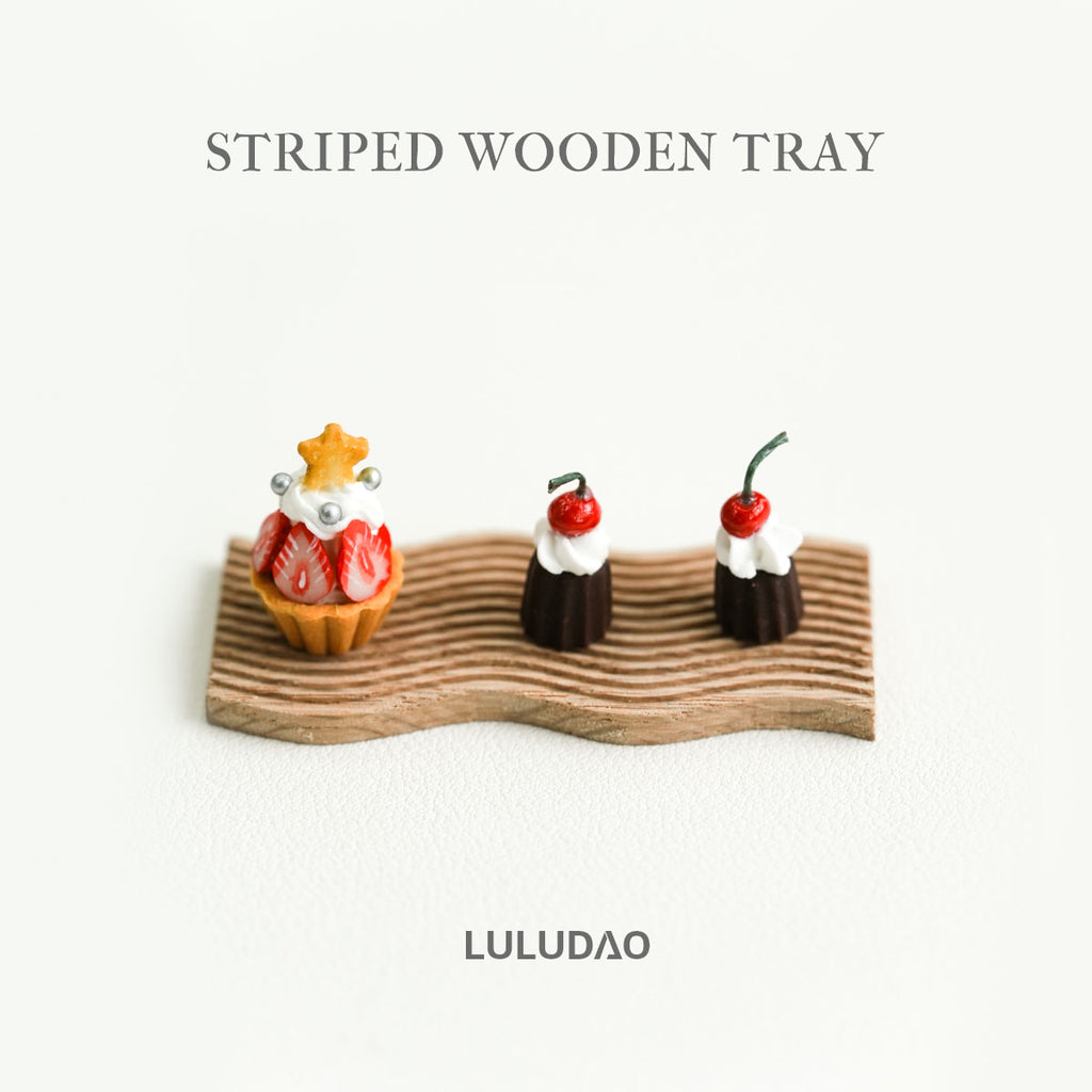 Striped Wooden Tray - 1/6 BJD Doll Miniatures Toy