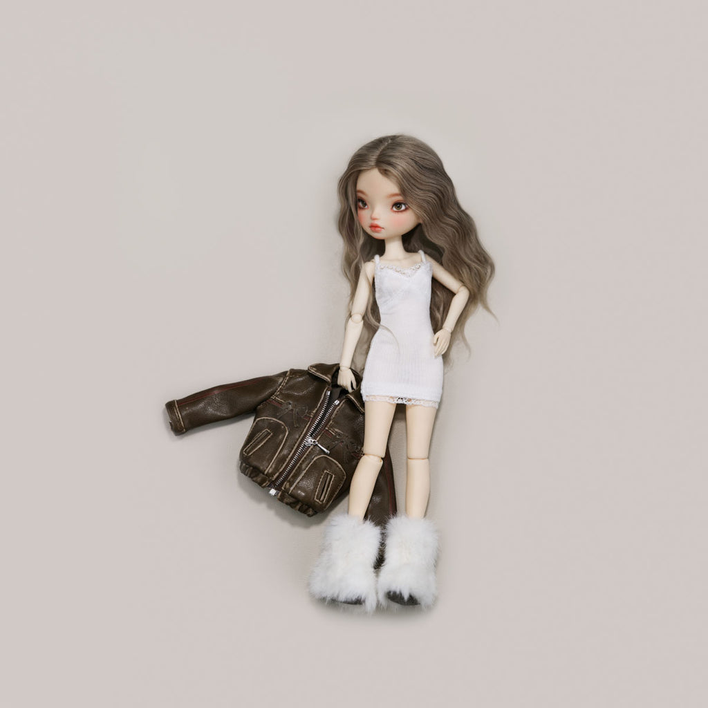Bow-Knot Leather Jacket Set - 1/6 BJD Doll Outfits for LULU Body Size