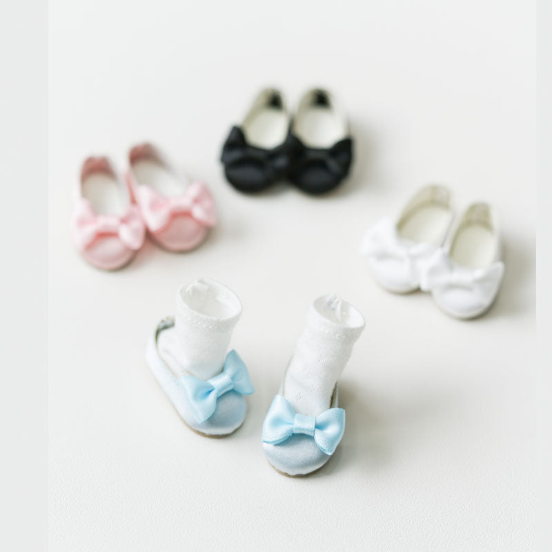 Bow-Tie Ballet Flats (Satin) - 1/6 BJD Doll Shoes for Baby YAYA Size