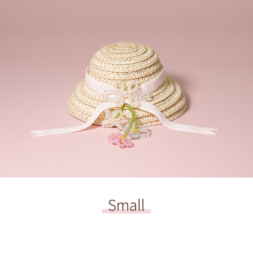 Velvet Ribbon Straw Hat-1/6 BJD Doll Size And Blythe Size Acessories By LULUDAO