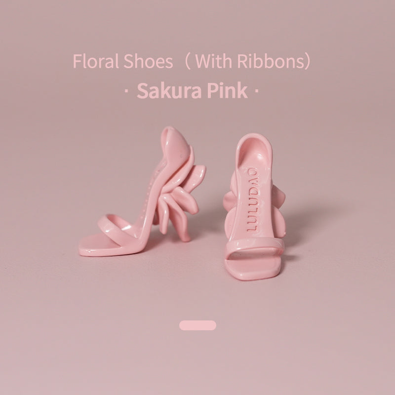 Floral Shoes（ With Ribbons）- 1/6 BJD Doll Shoes