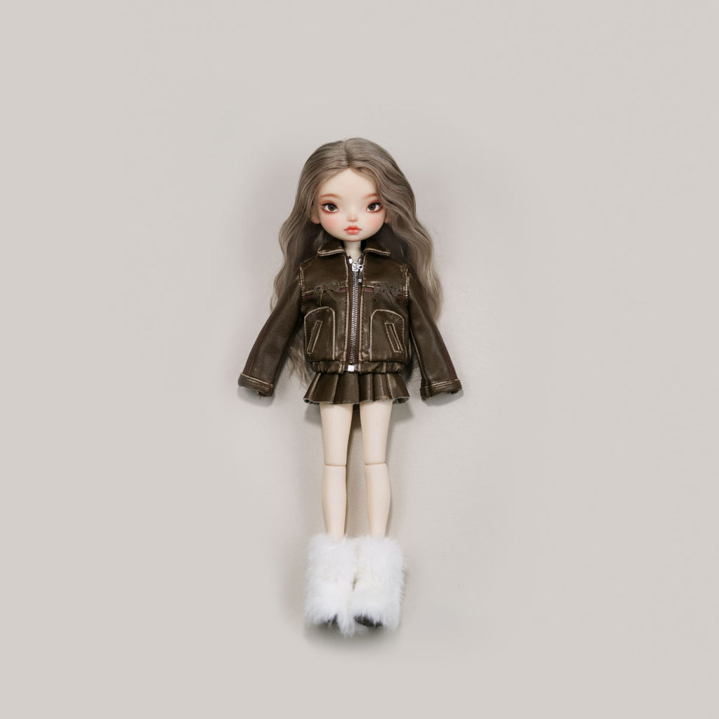 Bow-Knot Leather Jacket Set - 1/6 BJD Doll Outfits for LULU Body Size