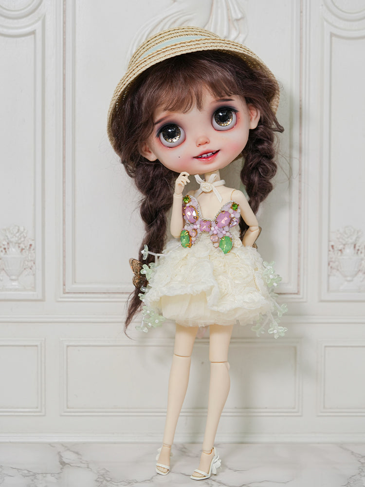 Tulip and Butterfly Dress- 1/6 BJD Doll Outfits for LULU Body Size