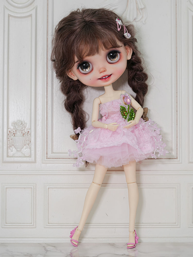 Tulip and Butterfly Dress- 1/6 BJD Doll Outfits for LULU Body Size
