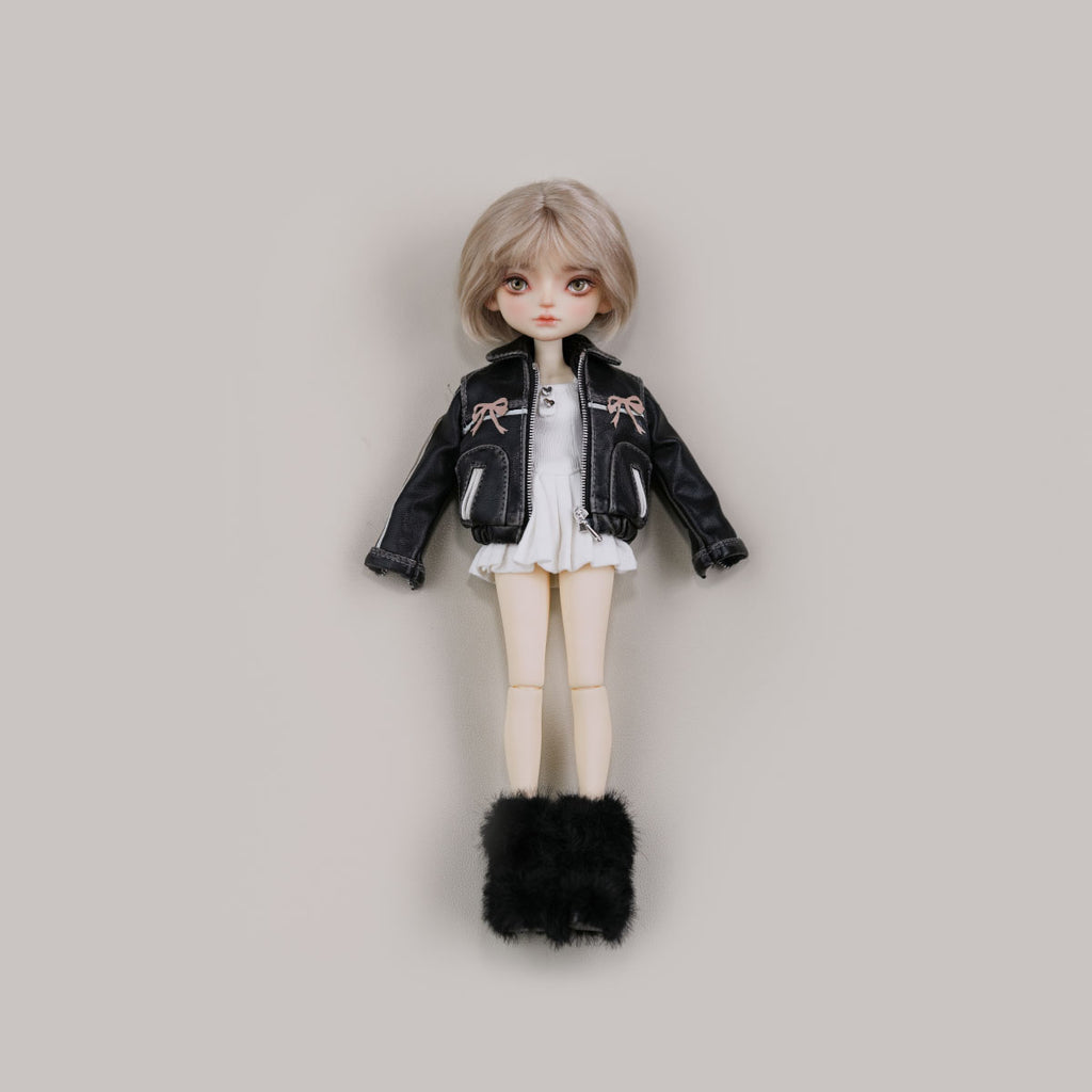 Bow-Knot Leather Jacket Set - 1/6 BJD Doll Outfits for LULU Body Size