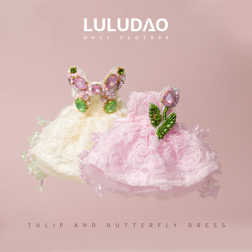 Tulip and Butterfly Dress- 1/6 BJD Doll Outfits for LULU Body Size