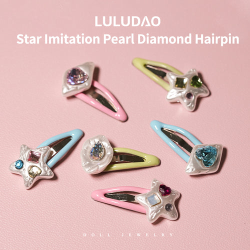 Star Imitation Pearl Diamond Hairpin-1/6 BJD Doll Size Acessories By LULUDAO