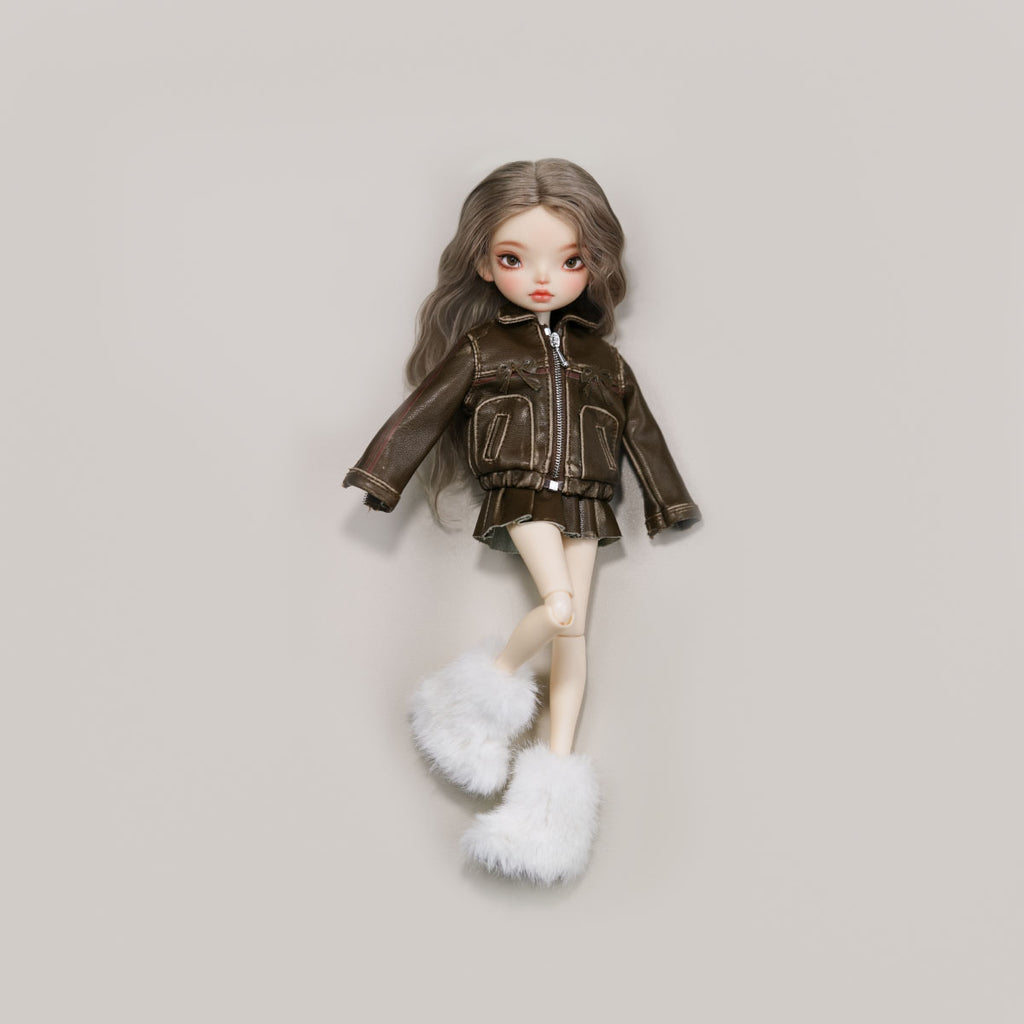 Bow-Knot Leather Jacket Set - 1/6 BJD Doll Outfits for LULU Body Size