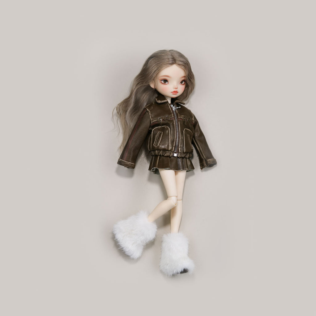 Bow-Knot Leather Jacket Set - 1/6 BJD Doll Outfits for LULU Body Size