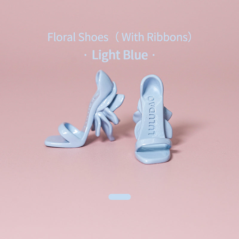 Floral Shoes（ With Ribbons）- 1/6 BJD Doll Shoes