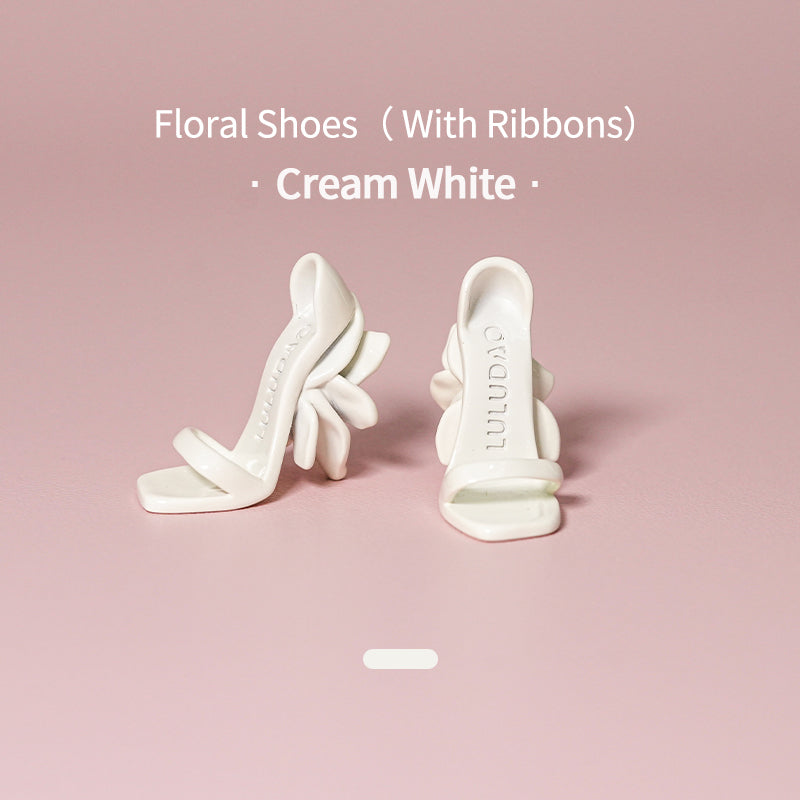 Floral Shoes（ With Ribbons）- 1/6 BJD Doll Shoes