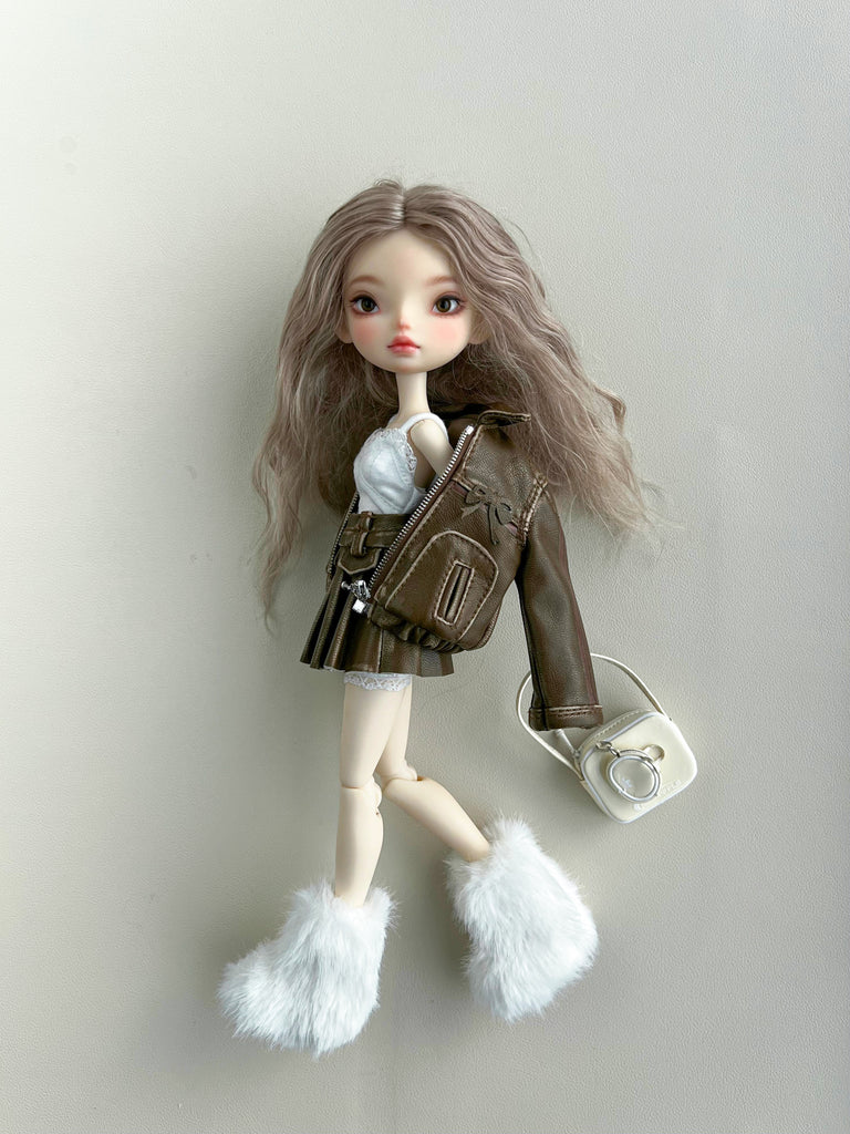 Bow-Knot Leather Jacket Set - 1/6 BJD Doll Outfits for LULU Body Size