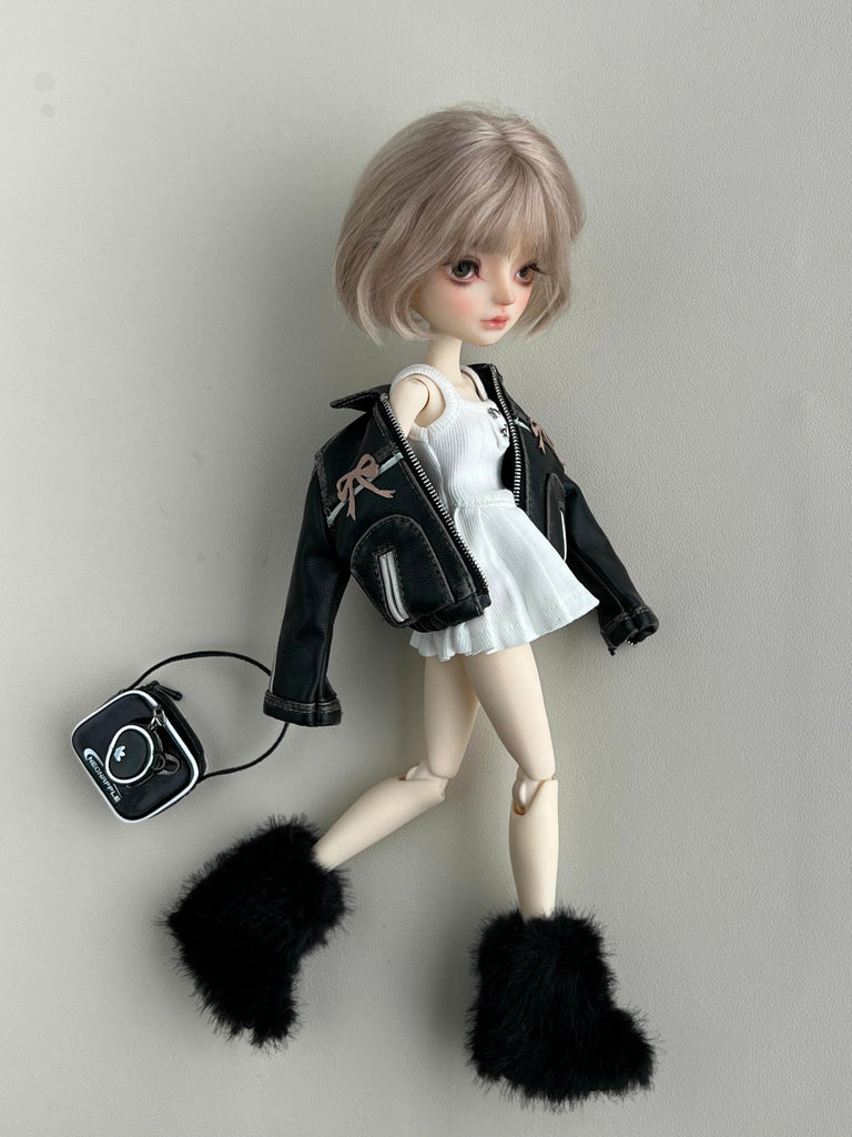 Bow-Knot Leather Jacket Set - 1/6 BJD Doll Outfits for LULU Body Size