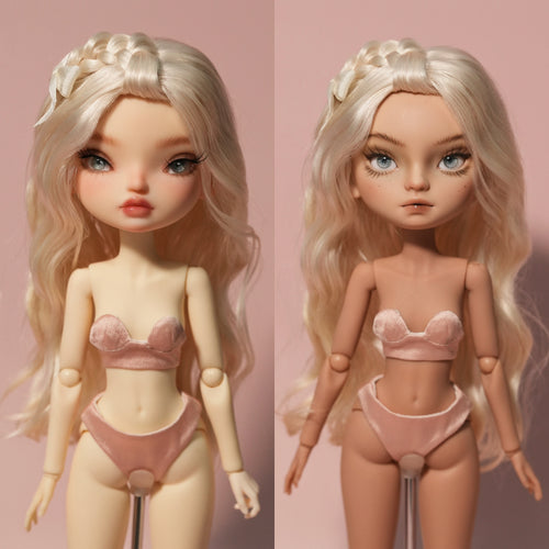 Side weave wig-1/6 BJD doll head circumference size By LULUDAO